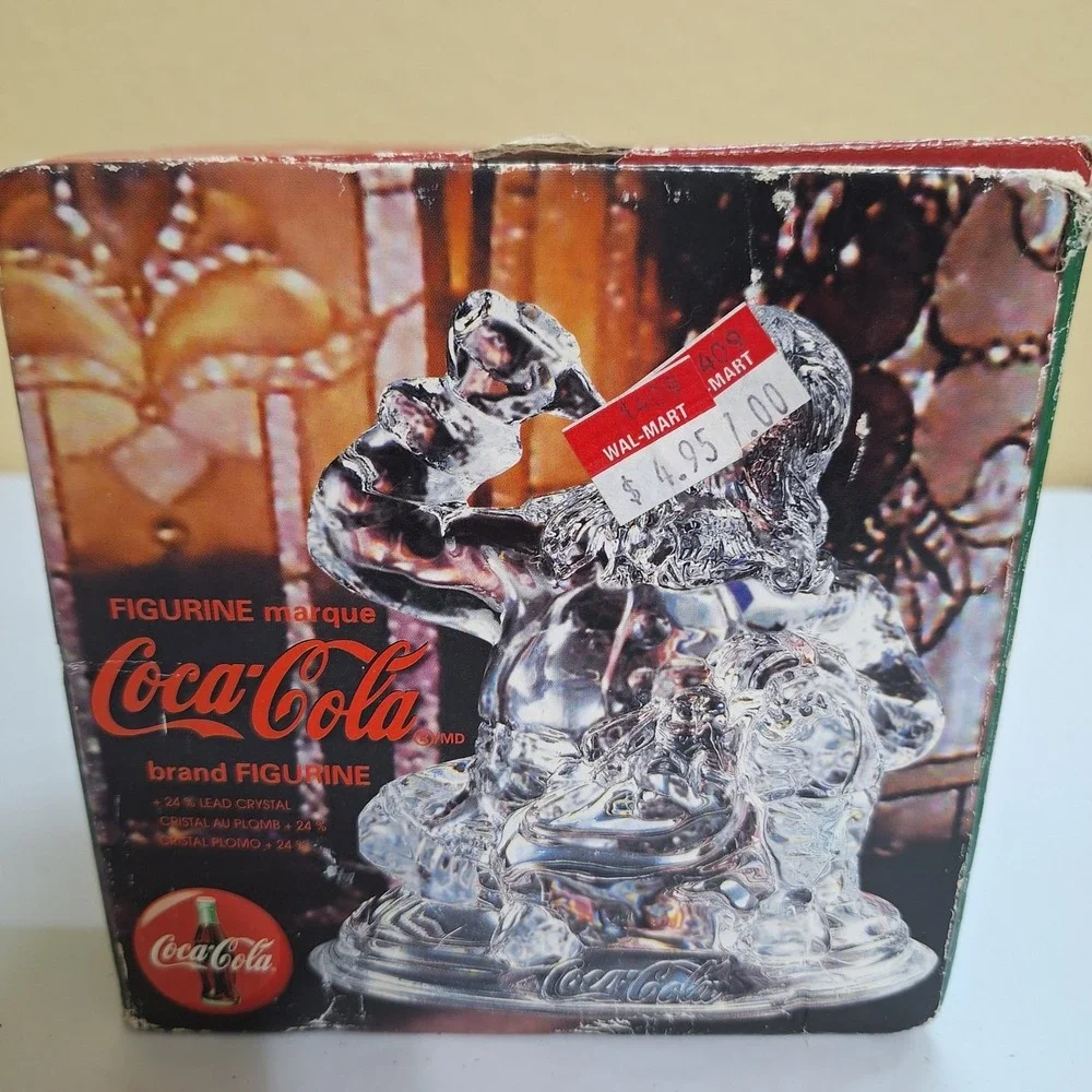 1999 Coca Cola Santa‎ Glass Figurine Paperweight Arc France Holiday Decor